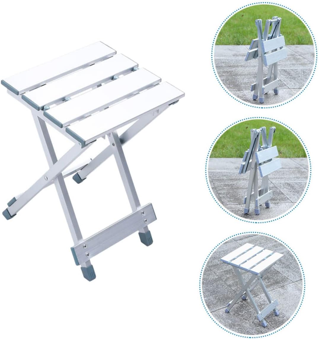 OUNONA Aluminum Alloy Stool Camping Stool Portable Folding Chair for Outdoor Beach Fishing Patio