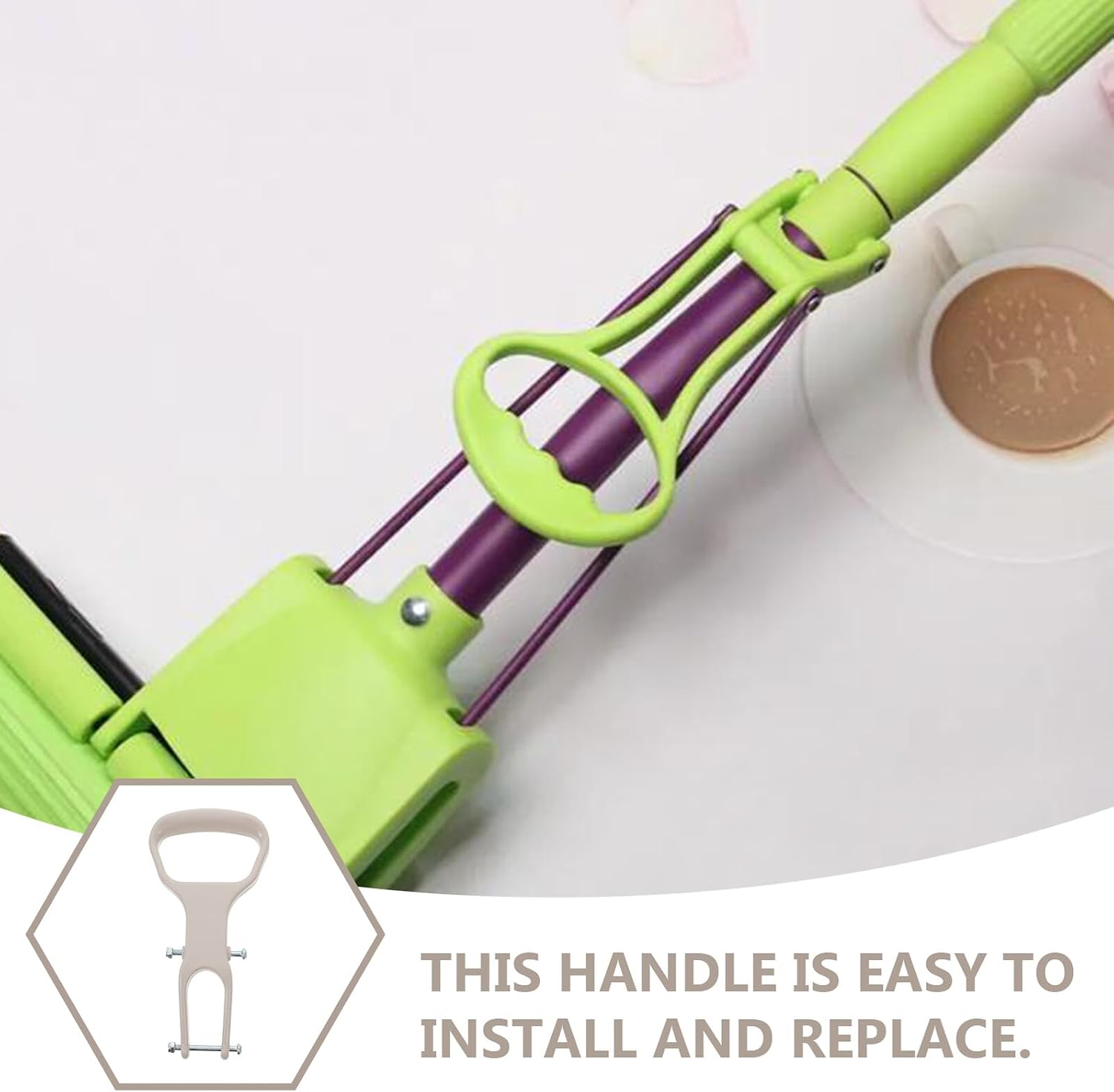 DOITOOL Mop Replacement Handles 5pcs Set with Pull Ring Squeezer Plastic Mop Handle Wringing System Cleaning Accessories