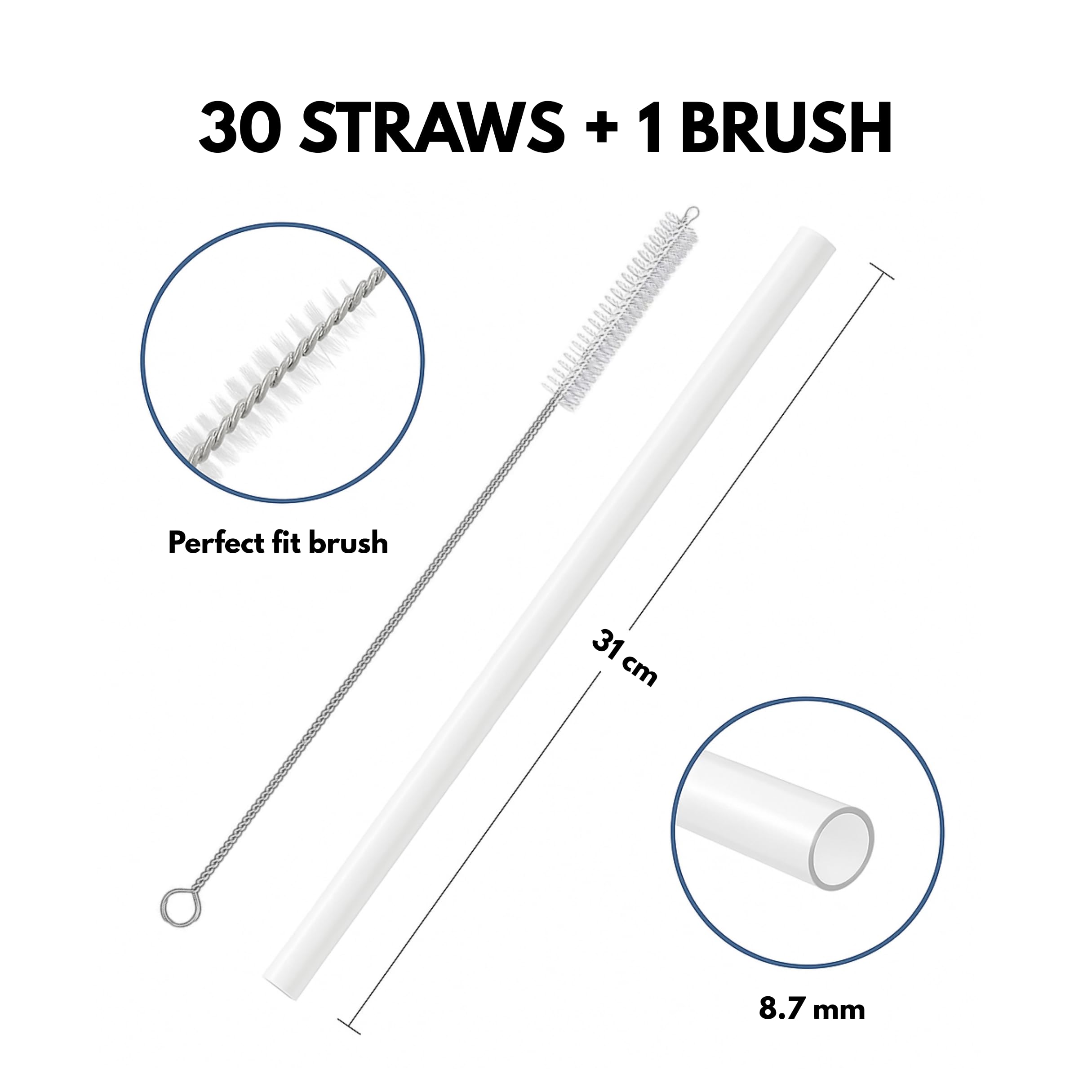 Greenland 30 Reusable Straws Compatible with Stanley Cups - Includes 1 Brush - Made to fit with 40oz & 30oz Cups - Image 4