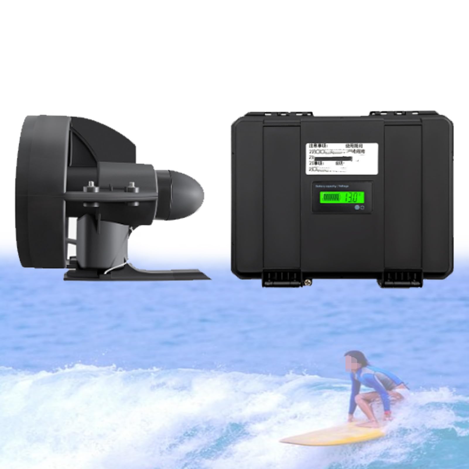 Elektromotorisiertes Surfbrett, Surf- und SUP-Finne, batteriebetriebene Finne, Stand-up-Paddle-Board, Motor-Surfbrett, für Paddle-Boards, Angelbretter, Surfbretter 288W+Battery