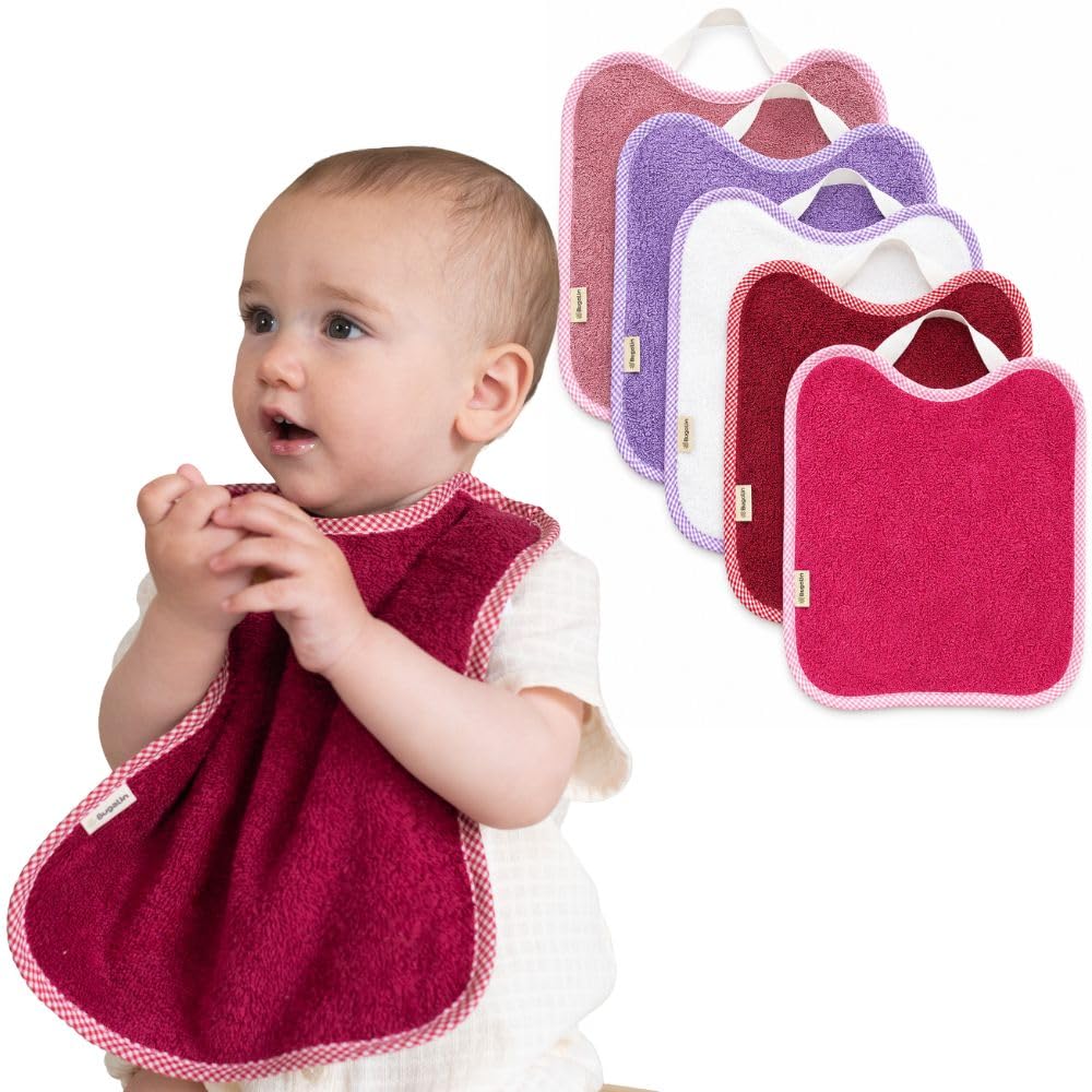 Baberos bebe impermeables |Packs - Baberos goma elastica guarderia | 6 meses hasta 4 años| Fáciles de Poner y Quitar De Rizo y Tela Impermeable, Ideal para la Guarderia