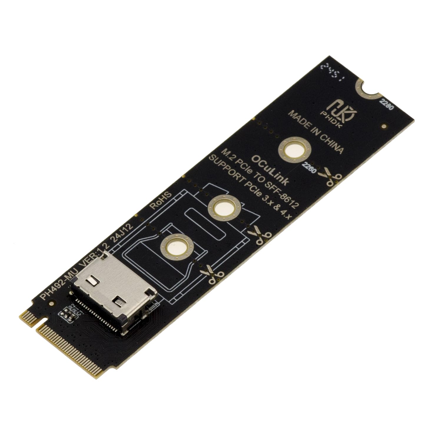 KALEA-INFORMATIQUE Adapter dla portu M2 NVMe M Key do Oculink SFF-8612 PCIe 4.0 zgodny z 2230 2242 2260 2280