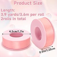 Vista 2 de G2PLUS Cinta de pestañas, 2 rollos de cinta de maquillaje de gel de silicona, cinta de pestañas rosa de 1/2 pulgada x 8 yardas, cinta de extensión