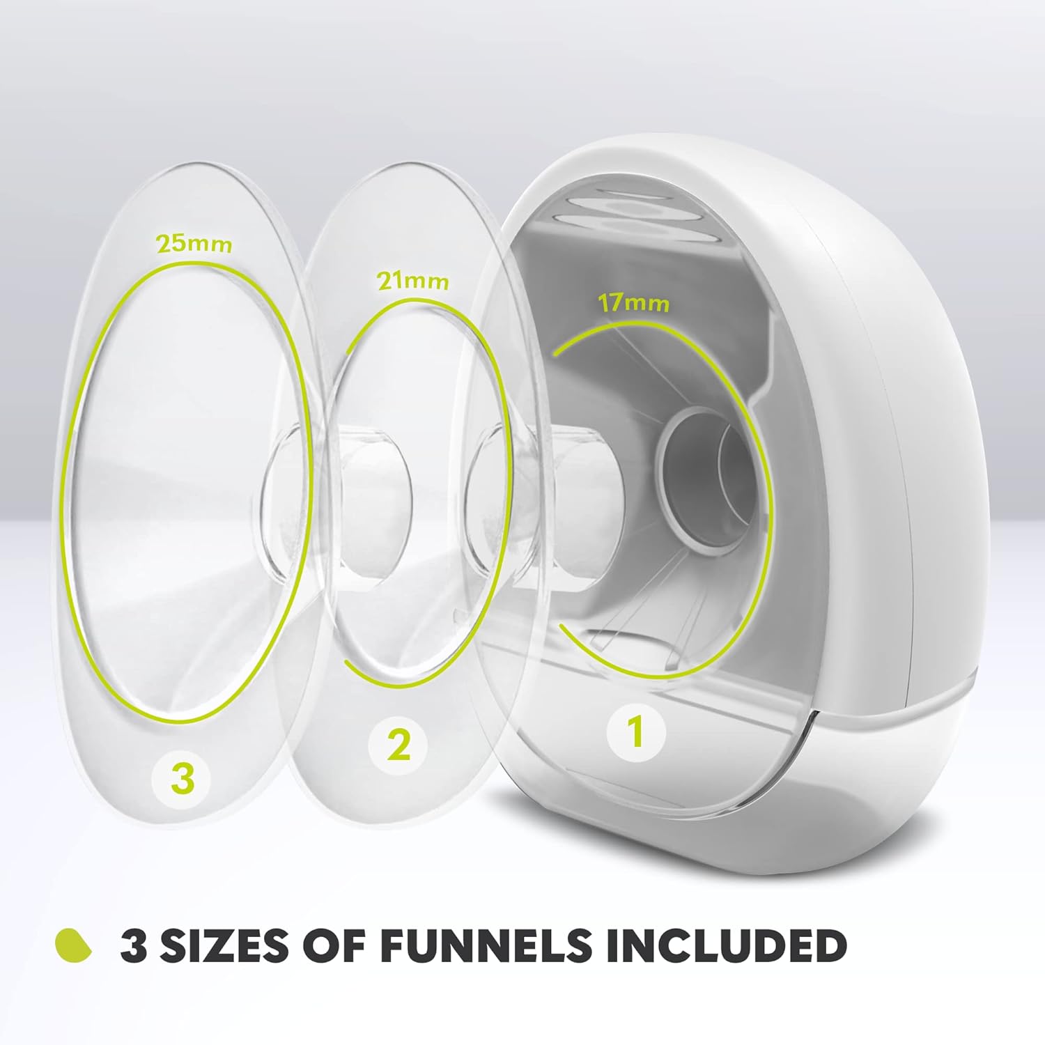 Tres mides diferents d'embuts de tirallet: 17 mm, 21 mm, 25 mm