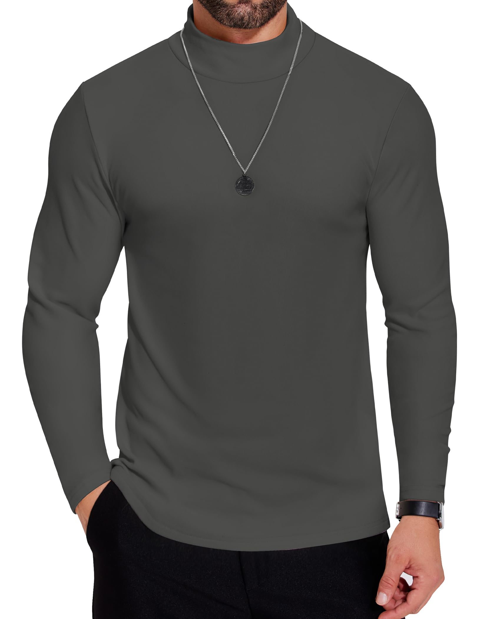 COOFANDY Rollkragenshirt Herren Longsleeve Rollkragenpullover Langarmshirt Einfarbig Rollkragenpulli Unterzieh Pullover