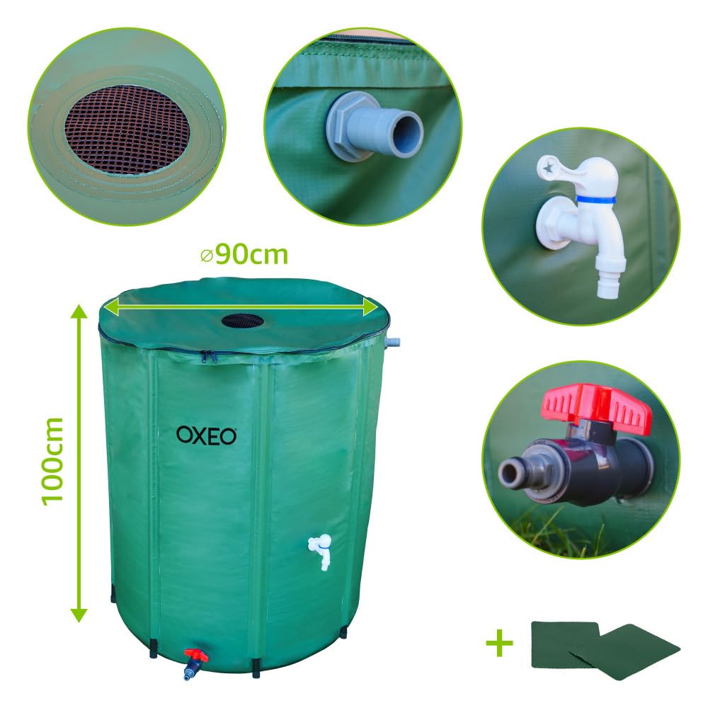 Oxeo Réservoir Récupérateur Eaux de Pluie 550 Litres Cuve Souple PVC Armé Pliable