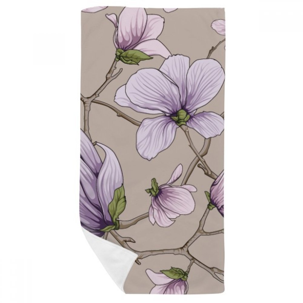 Serviette de bain absorbante motif dessin d'art fleur pourpre