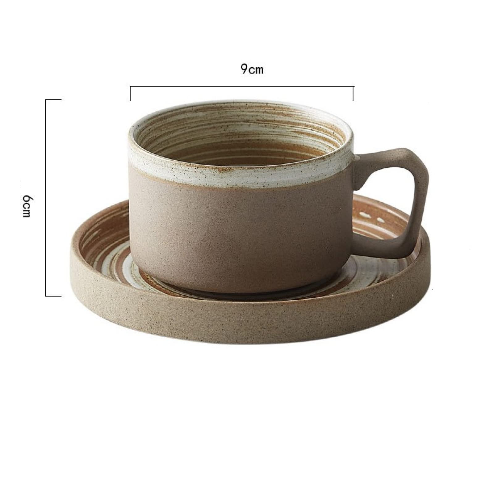 Kaffeetasse und Untertasse aus Keramik Retro-Kaffeetasse und Untertasse aus brauner Keramik Milchsaftbecher Teller Geburtstagsgeschenk für Büro und Zuhause