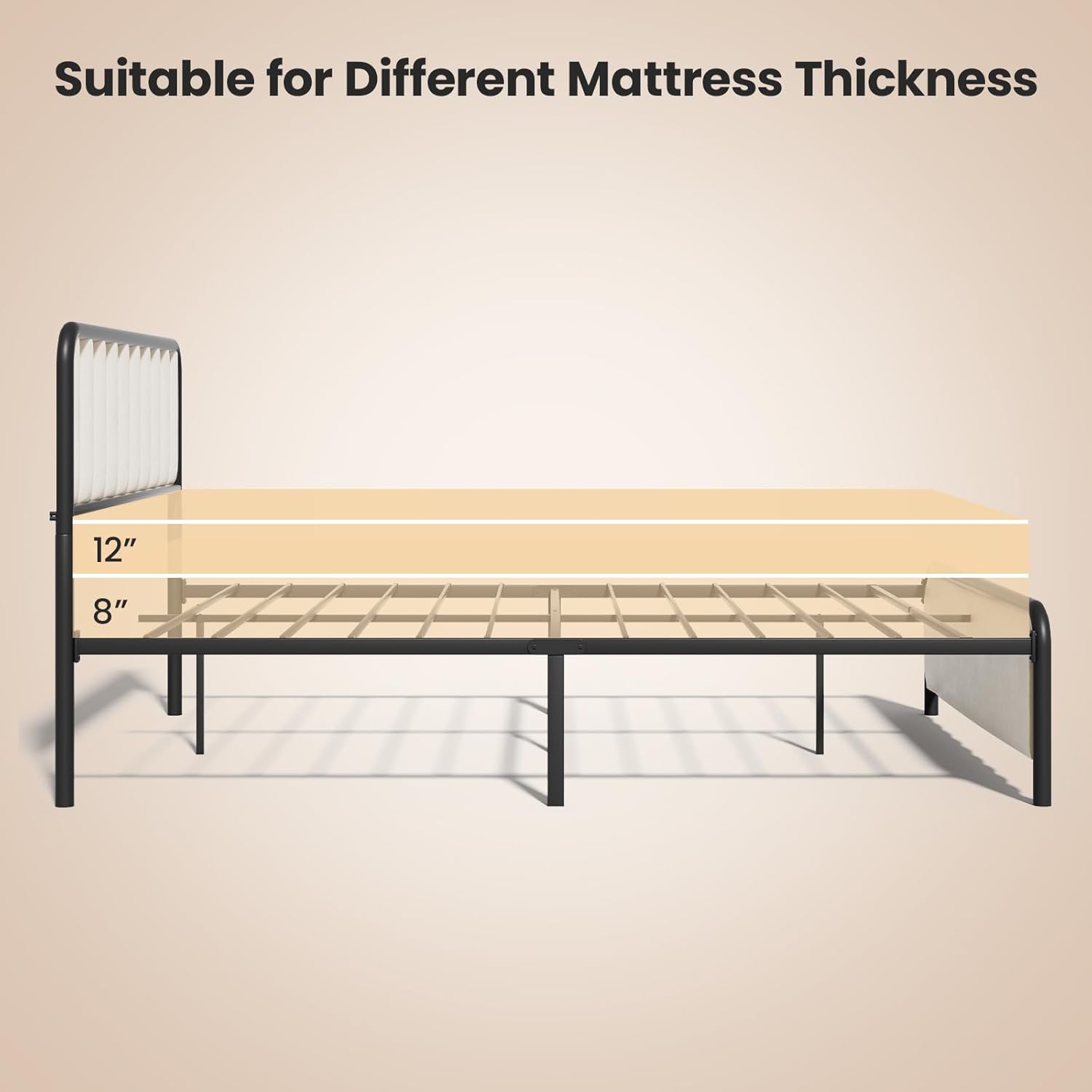 Twin Bed Frame, BedStory Metal Bed Frame Twin 12 inch with Headboard & Footboard, Heavy Duty Steel Slat Support Platform Single Bedframe with Underbed Storage Space,No Box Spring Needed,Easy Assembly - Image 8