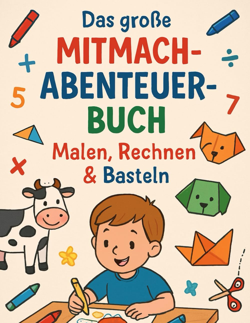 Das große Mitmach‑Abenteuer‑Buch Malen, Rechnen & Basteln: Spielerisch lernen für Kinder ab 5 Jahren – Bauernhof, Tiere, Gemüse, Rätsel & kreative Bastelvorlagen