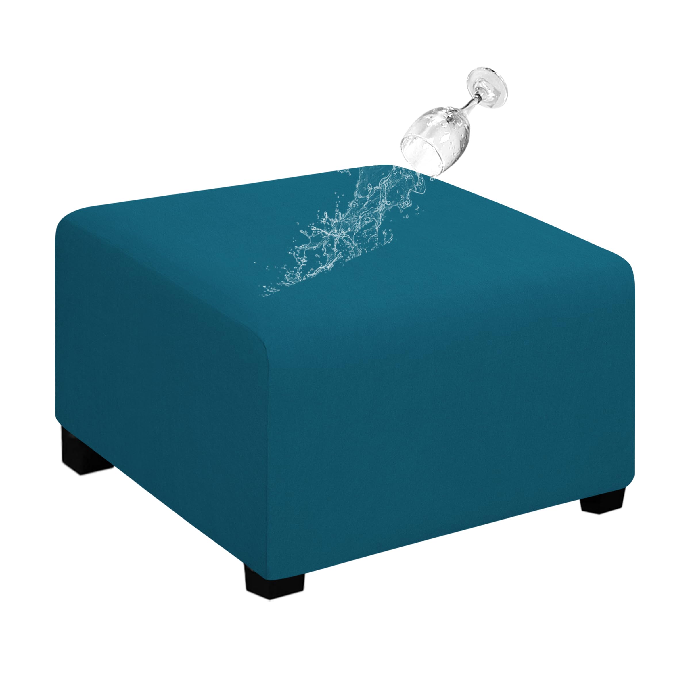 Easy-Going Waterproof Stretch 30x30x15inch Square Ottoman Cover Footstool