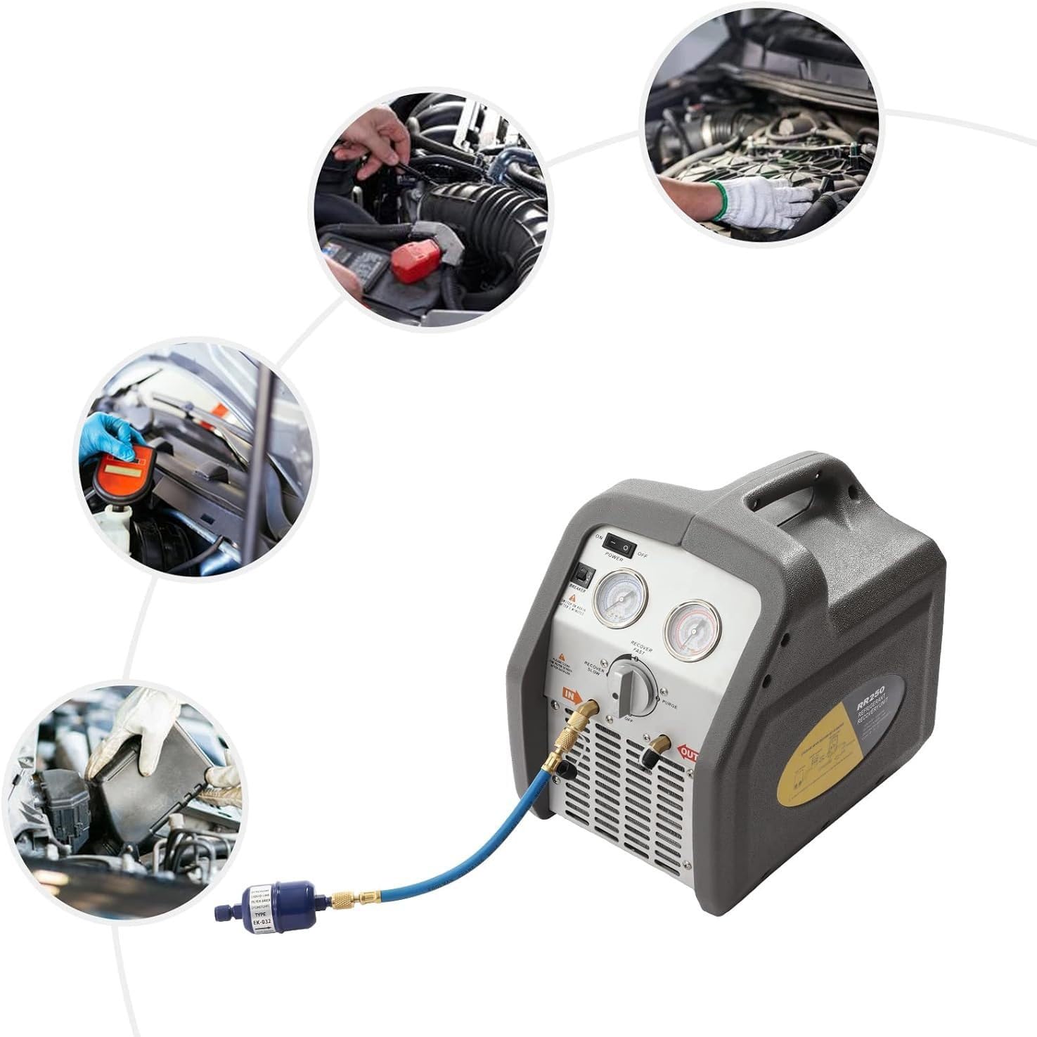 Máquina portátil de recuperación de refrigerante 1hp/3/4 H -P - Máquina de recuperación de CA120V HVAC para refrigerante líquido