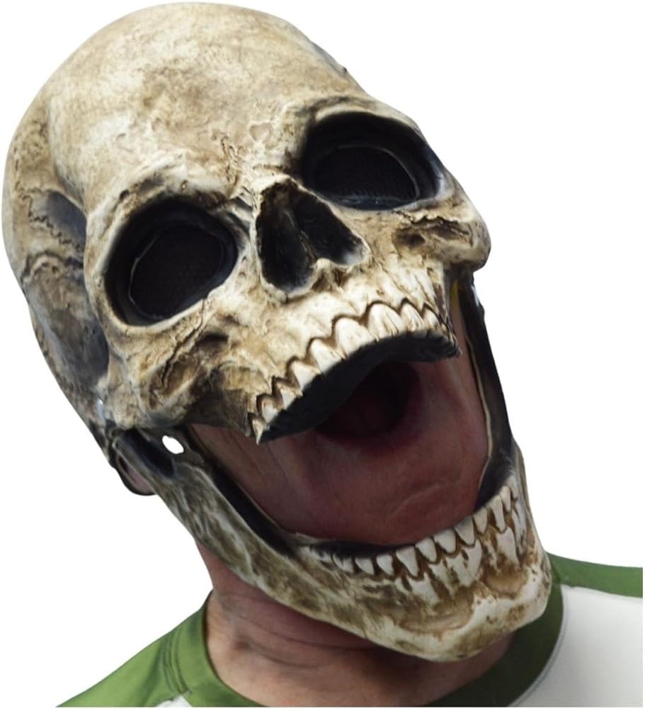 Amazon.com: HMS Latex Moving Mouth Skull Mask, Beige, One Size