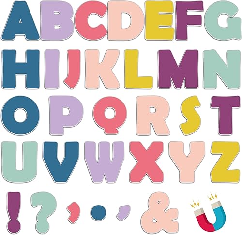 Miniatura 9 de Qyeahkj 103 letras magnéticas de 2 pulgadas, letras magnéticas de color verde eucalipto para aula, pizarra blanca, nevera, kit de letras magnéticas