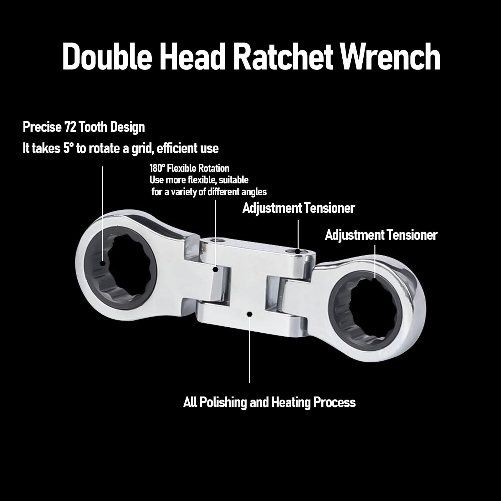 Fabater Chiavi a Cricchetto Metriche con estremità Flessibile, Versatile Set di Chiavi a Cricchetto a Doppia Testa da 5 Pezzi per Riparazione Bici, Kit di Attrezzi Compatto e Pratico