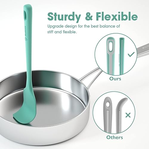 Vista 142 de Juego de 4 espátulas de silicona, espátulas de goma de grado alimenticio, con mango fuerte y agarre ergonómico, resistentes al calor para utensilios