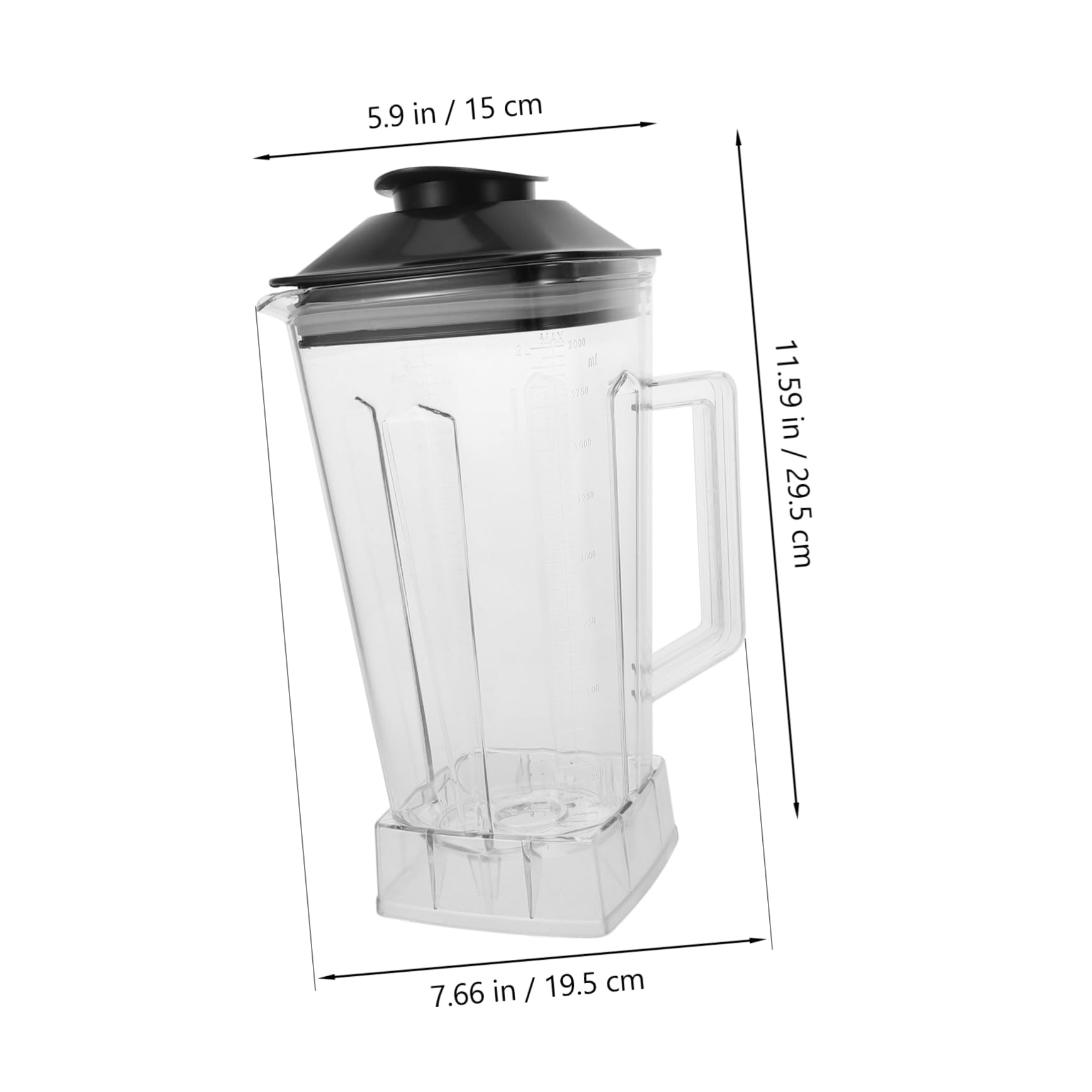 Brocca di Ricambio per Frullatore in Plastica Riutilizzabile da 2l con Coperchio, Facile da Installare per Smoothie e Bevande