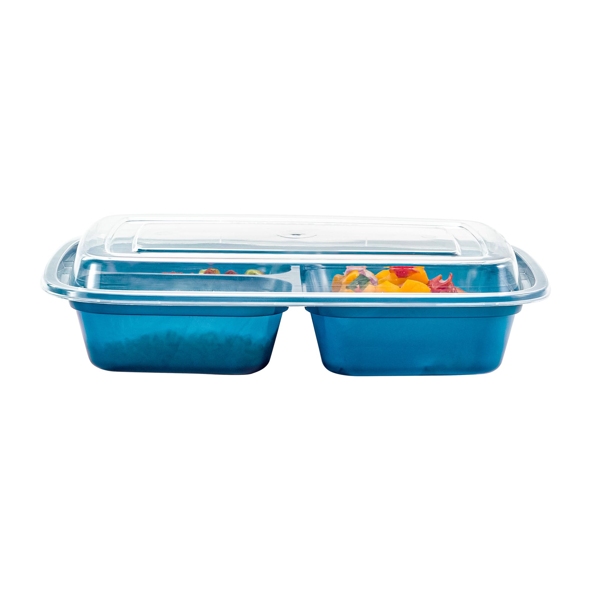 Restaurantware Asporto - Cajas para llevar con compartimentos de 26 onzas, 100 recipientes de preparación de comidas para microondas, 3 compartimentos, con tapas de plástico transparente, recipientes