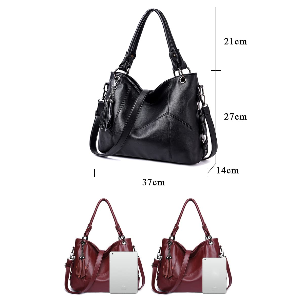 Bolsos de Mano Mujer Moda Cuero Bolsos Bandolera Gran Capacidad Bolsos Totes Shoppers y Bolsos de Hombro