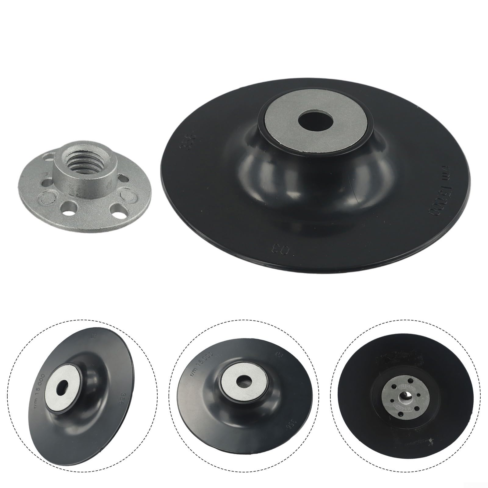 125mm Disco abrasivo per smerigliatrice angolare Platorello di supporto per smerigliatrice angolare, Cuscinetto di supporto in gomma con filettatura, Disco abrasivo con dado di bloccaggio