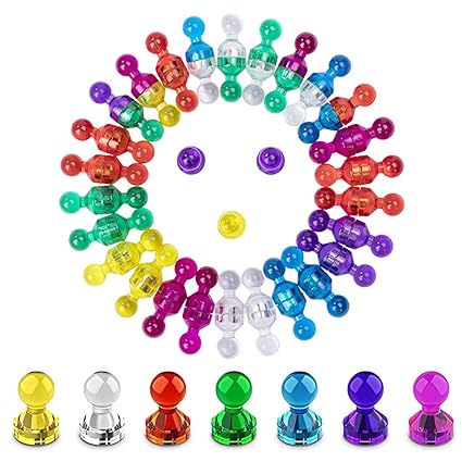 HASTHIP 36Pcs Fridge Magnets, Neodymium Magnets Whiteboard Magnets Strong Magnetic, Rainbow Fridge Magnet for Whiteboard Noticeboard Refrigerator Map (Colorful)