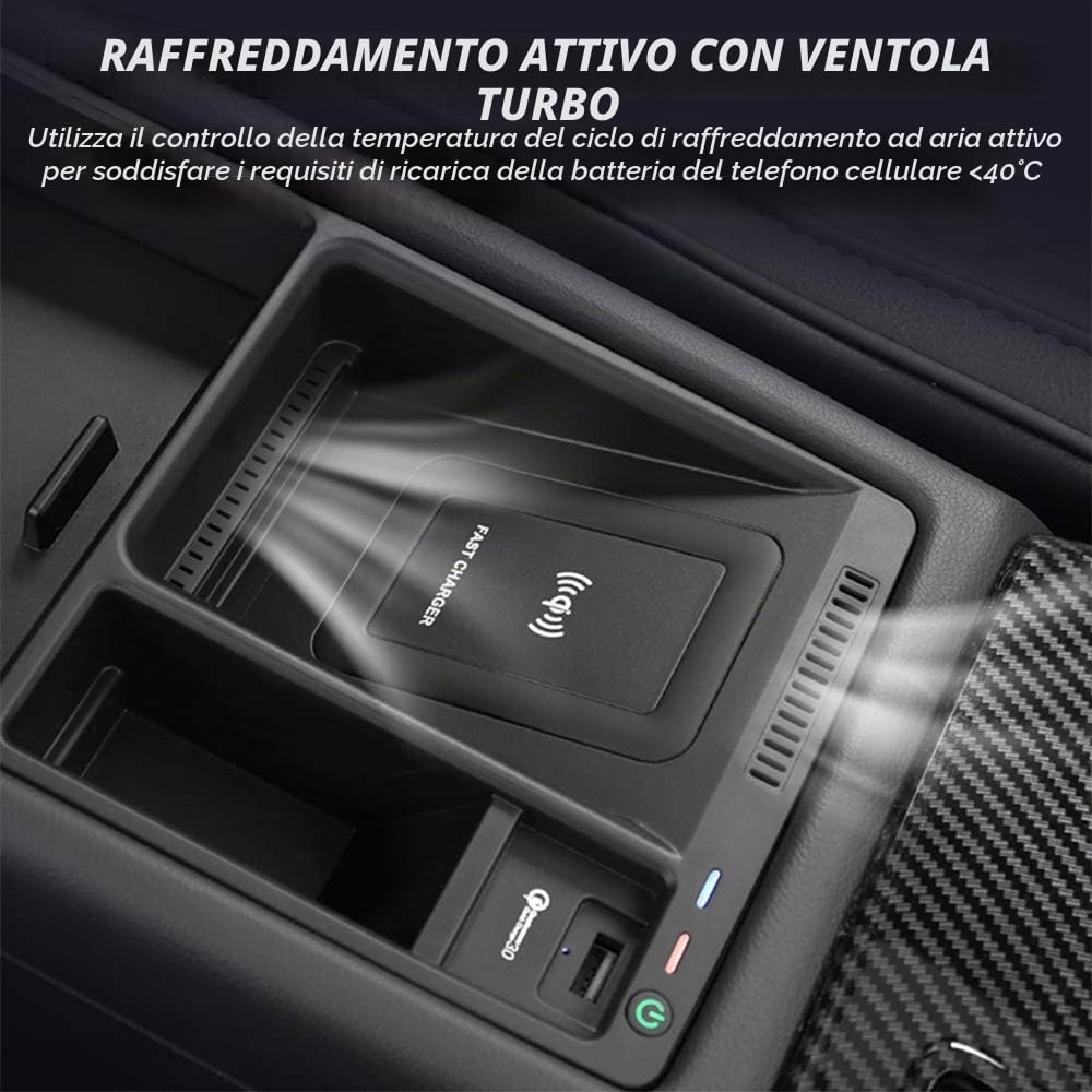Caricatore Wireless Auto per Audi A4 A5 S4 S5 2017-2021 Pannello Degli Accessori Della Console Centrale 10W Rapida Ricarica Scatola di Immagazzinaggio Pallet Contenitore per iPhone Galaxy