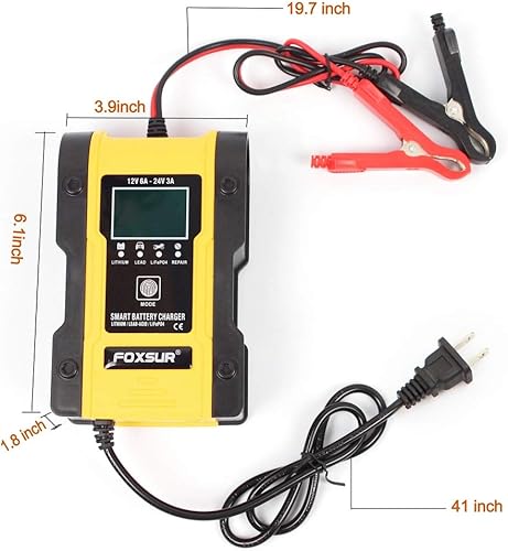 Miniatura 6 de Cargador de batería de 12V6A automotriz de 7 etapas Multifunción Cargador inteligente Mantenedor 24V3A para automóvil, camión, motocicleta,