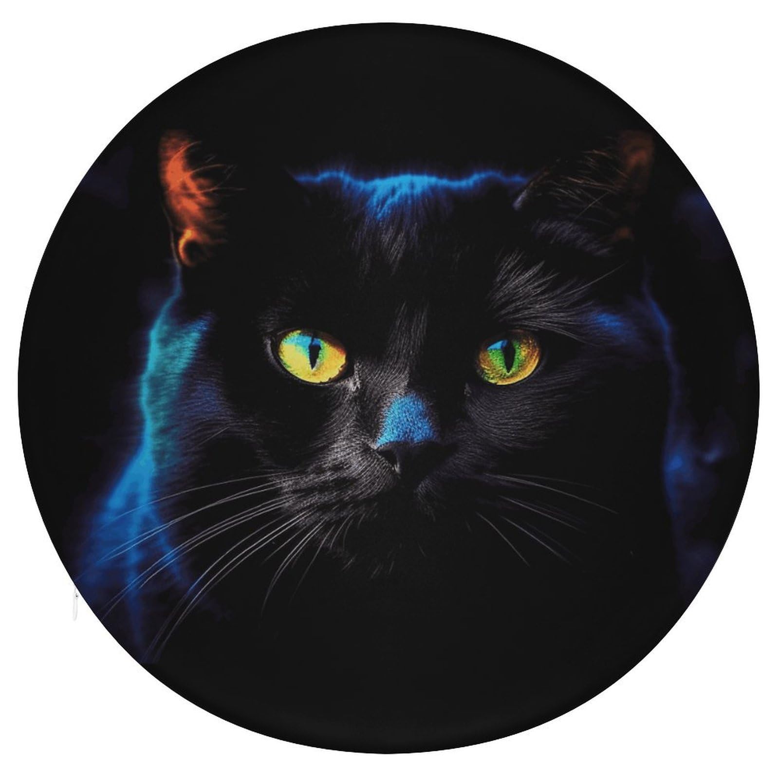 Wsoihfec Style Black Cat Colorful Seat Cushion Round Chair Pad