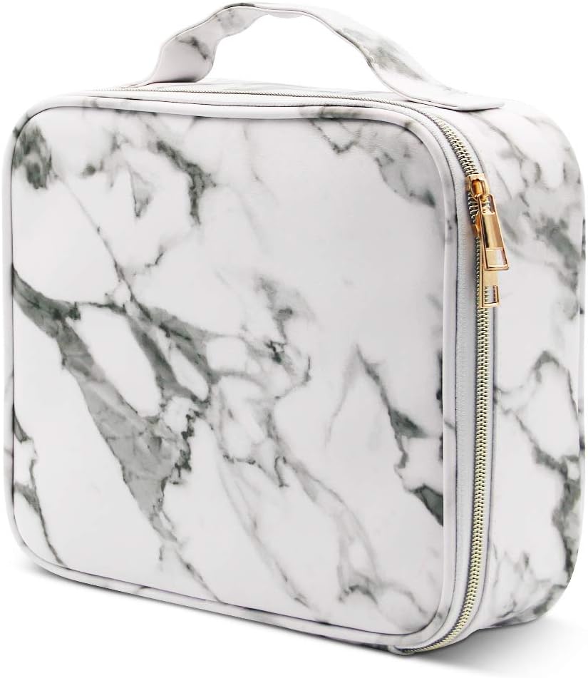 Marble Makeup Box,Cosmetic Bags Waterproof Marble Makeup Case Travel Organizer with Adjustable Dividers for Travel Marble stripes