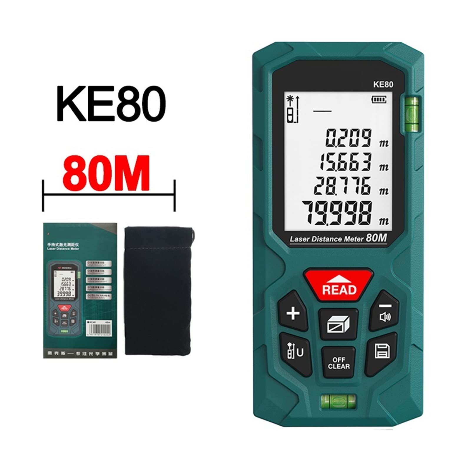 Cinta métrica láser digital 40M Telémetro láser Medidor de distancia preciso Construcción Ruleta Lazer Telémetro(KE80 80M)