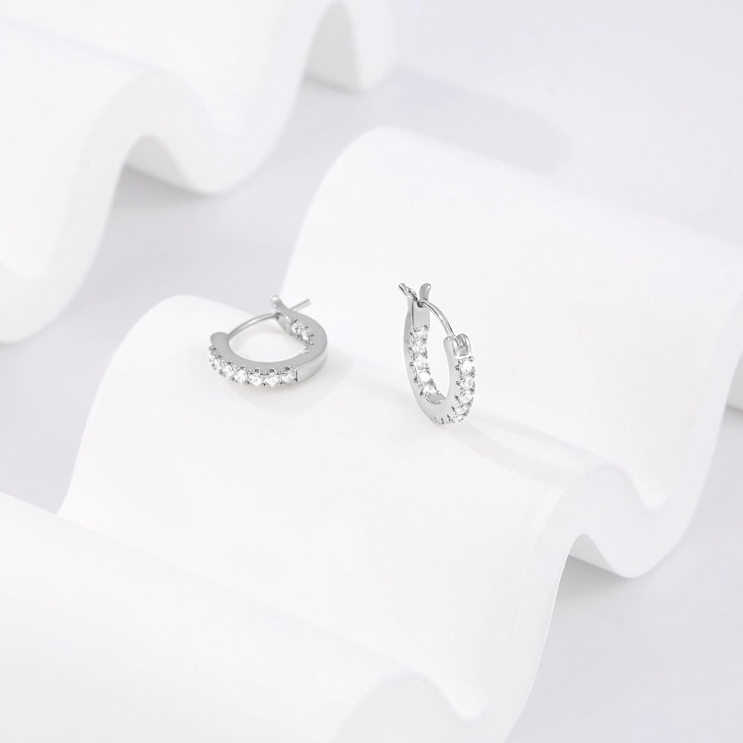 Gacimy Hoop Earrings for Women 14k Gold Plated, Cubic Zirconia Hoop Earrings with Sterling Silver Post - Image 4