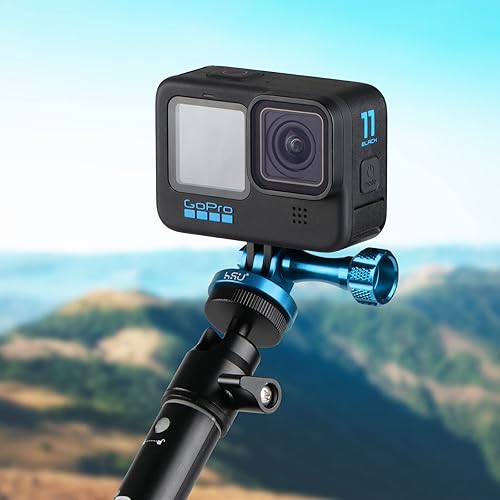 Miniatura 2 de HSU Trípodemonopie de aleación de aluminio de metal GoPro con tornillo de aluminio para GoPro Hero 13, 12, 11, 10, 9, 8, 7, 6, 5, 4, 3+, 3, 2, 1 HD,