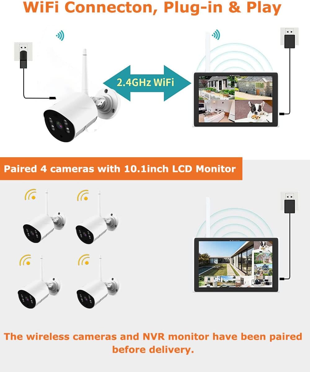 LOYALTY-SECU NVR and 4 cameras showing pre-paired WiFi connection