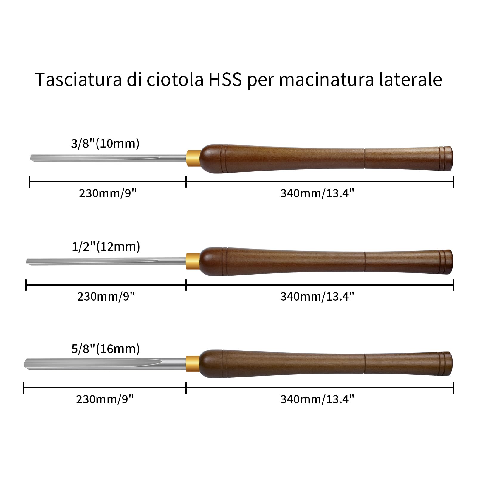 Lavorazione del legno Tornio Scalpello,HSS Sgorbia per Tornio per Legno, 10mm, 12mm e 16mm Utensili per Tornitura del Legno Scalpello