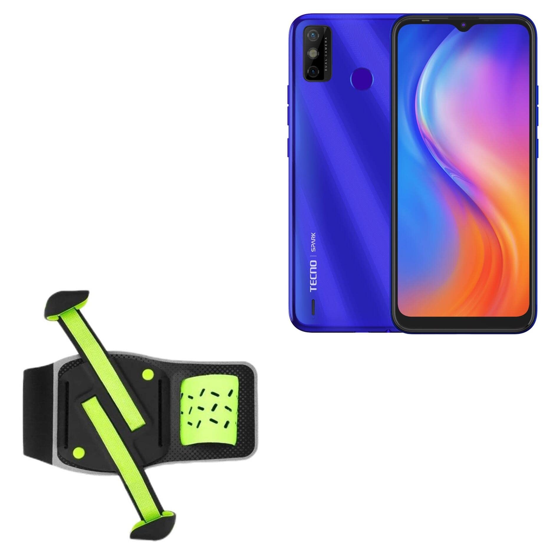 BoxWave Holster Compatible with Tecno Spark 6 Go - FlexSport Armband, Adjustable Armband for Workout and Running - Stark Green