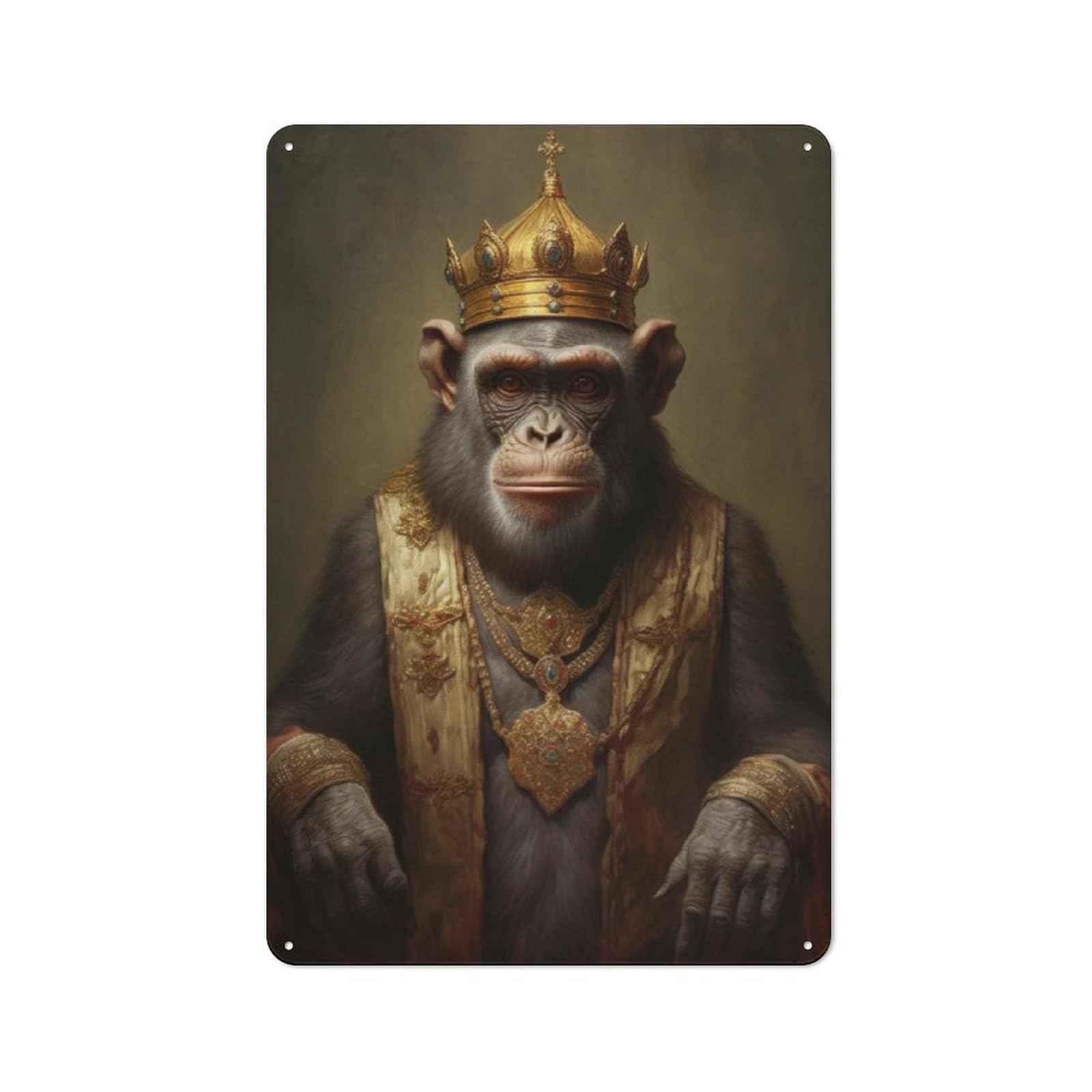 Junmoney King Chimpanzee Rustic Tin Sign 30X20cm Featuring For Garage Wall, For Vintage Wall Decor Fans, For Home Office And Studio Walls