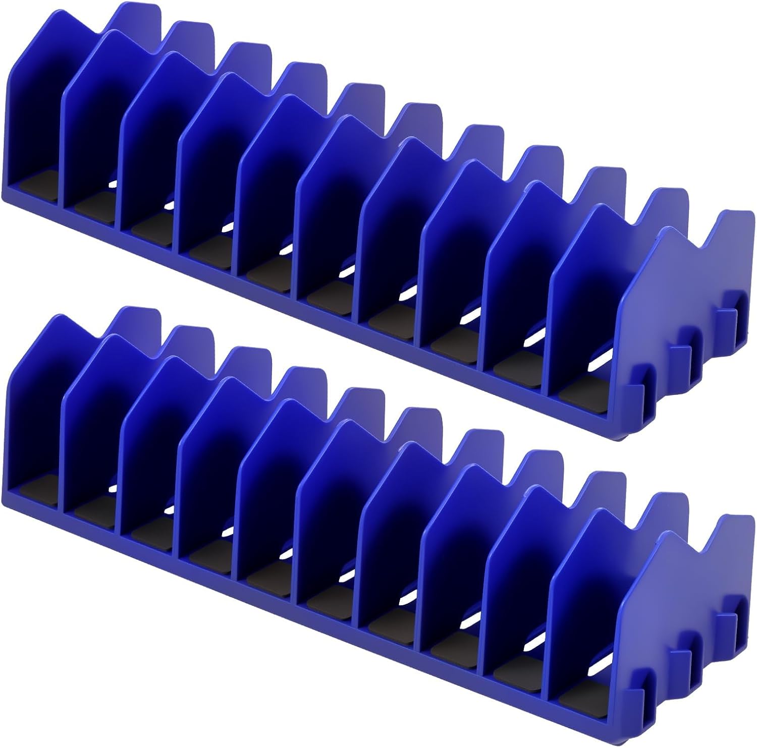 2Pcs Tool Box Organizer, 10 Slots Plier Organizer Rack with Nonslip Rubber Base, Extendable Plier Holder and Cutter Storage Shelves, Tool Trays for 3" H Drawers, Toolbox Attachments (Blue)