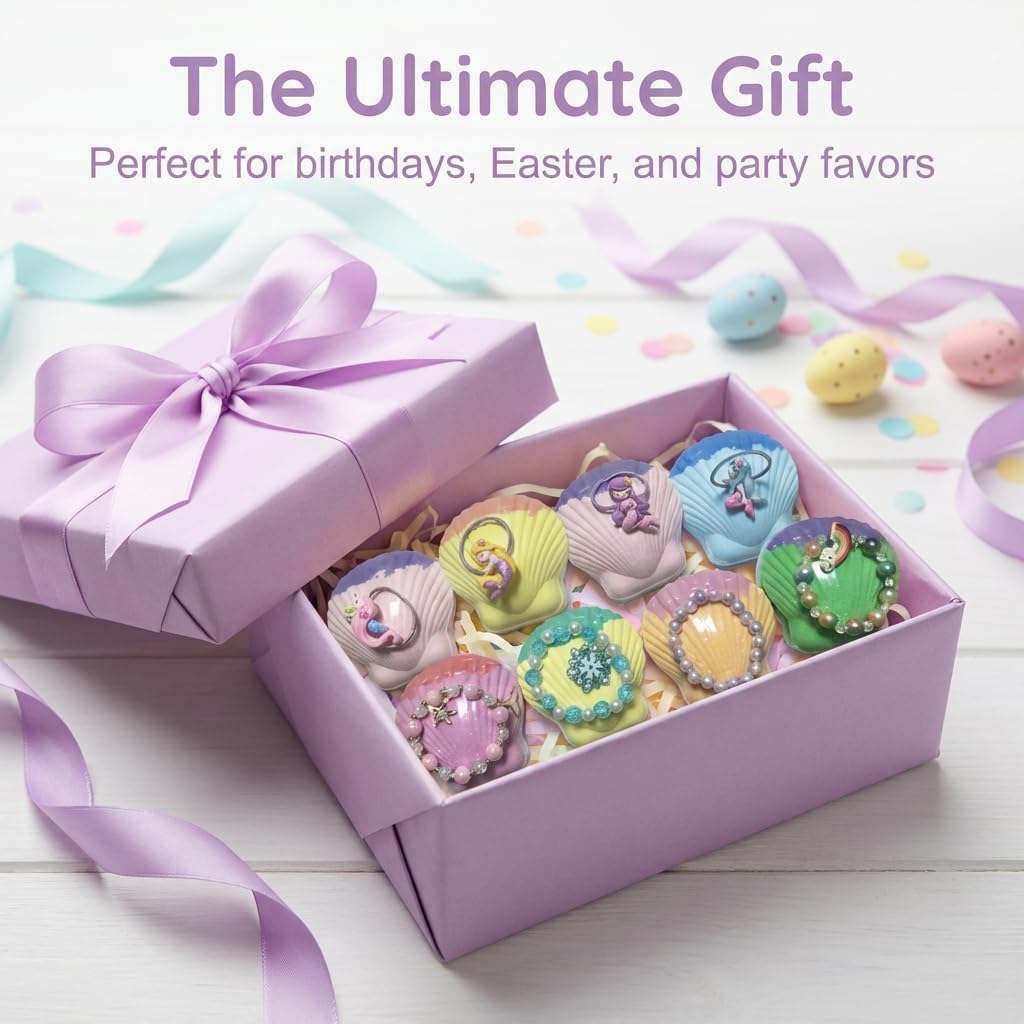 Bath Bombs with Toys Inside, 2026 New 9-Pack Bath Bomb Eggs with Jewelry, Bath Bombs with Surprise Inside, Easter Bath Bomb, Rainbow Bath Bomb, Bath Bomb Gifts (9, Standard)