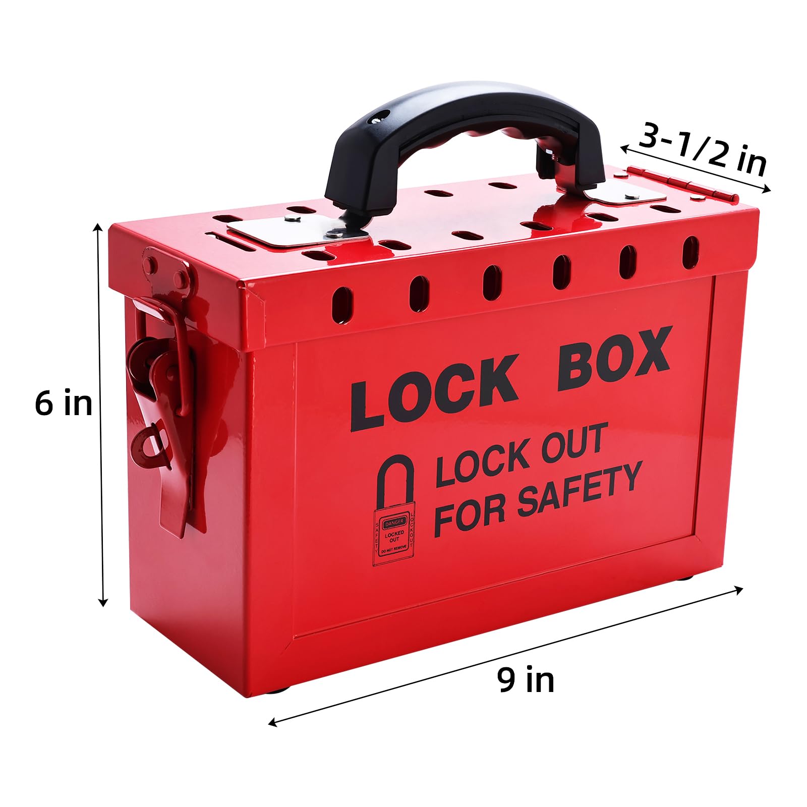 Lockout Tagout - Caja de bloqueo de grupo, caja de acero portátil roja, capacidad de 12 candados de seguridad para procedimientos de loto, paquete de 2
