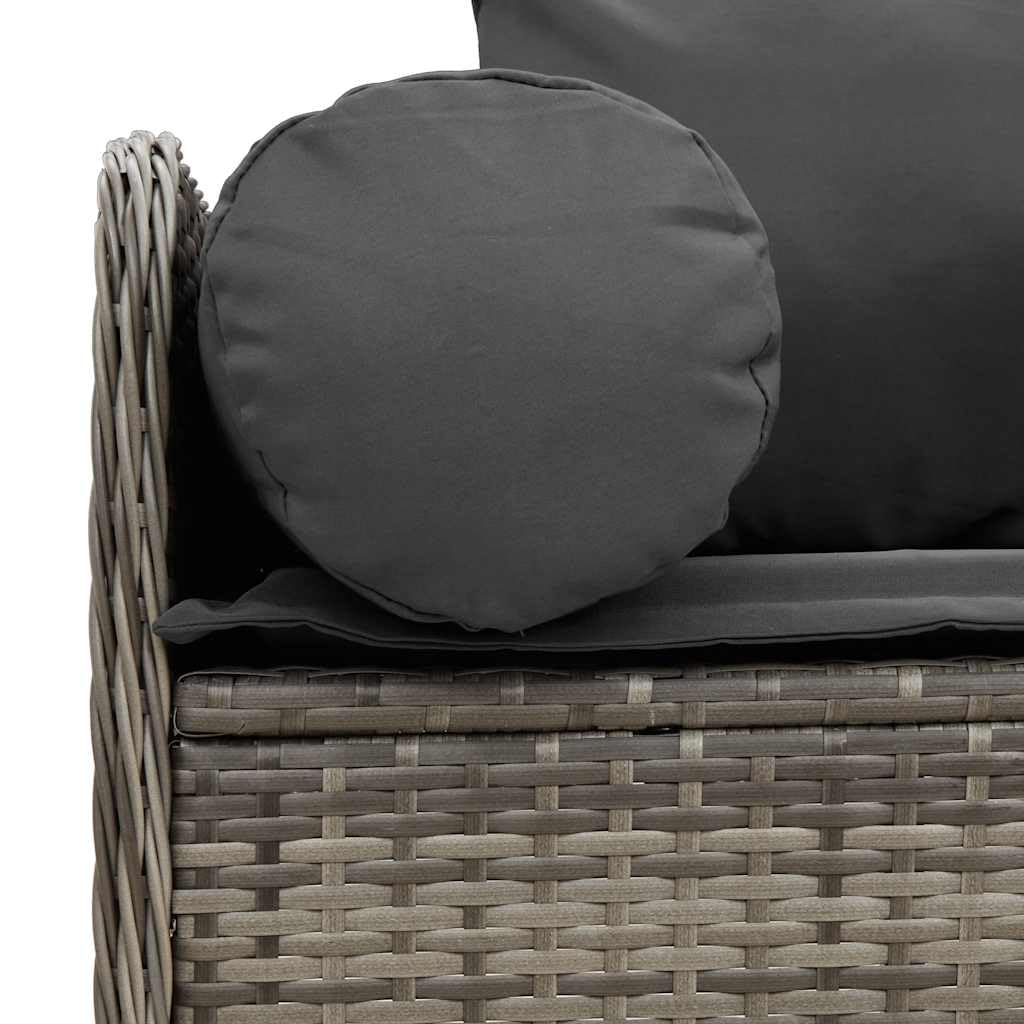 vidaXL Sofá de jardín de 3 plazas con Cojines ratán sintético Gris, sofá de Exterior, Muebles de jardín, Muebles de Patio, Asientos de jardín