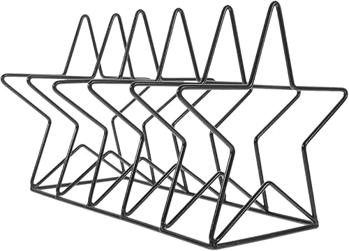 Iron - Organizador de escritorio en forma de estrella para discos de vinilo, CD, libros y documentos, negro, 10.23 x 7.28 x 6.88 pulgadas, método de
