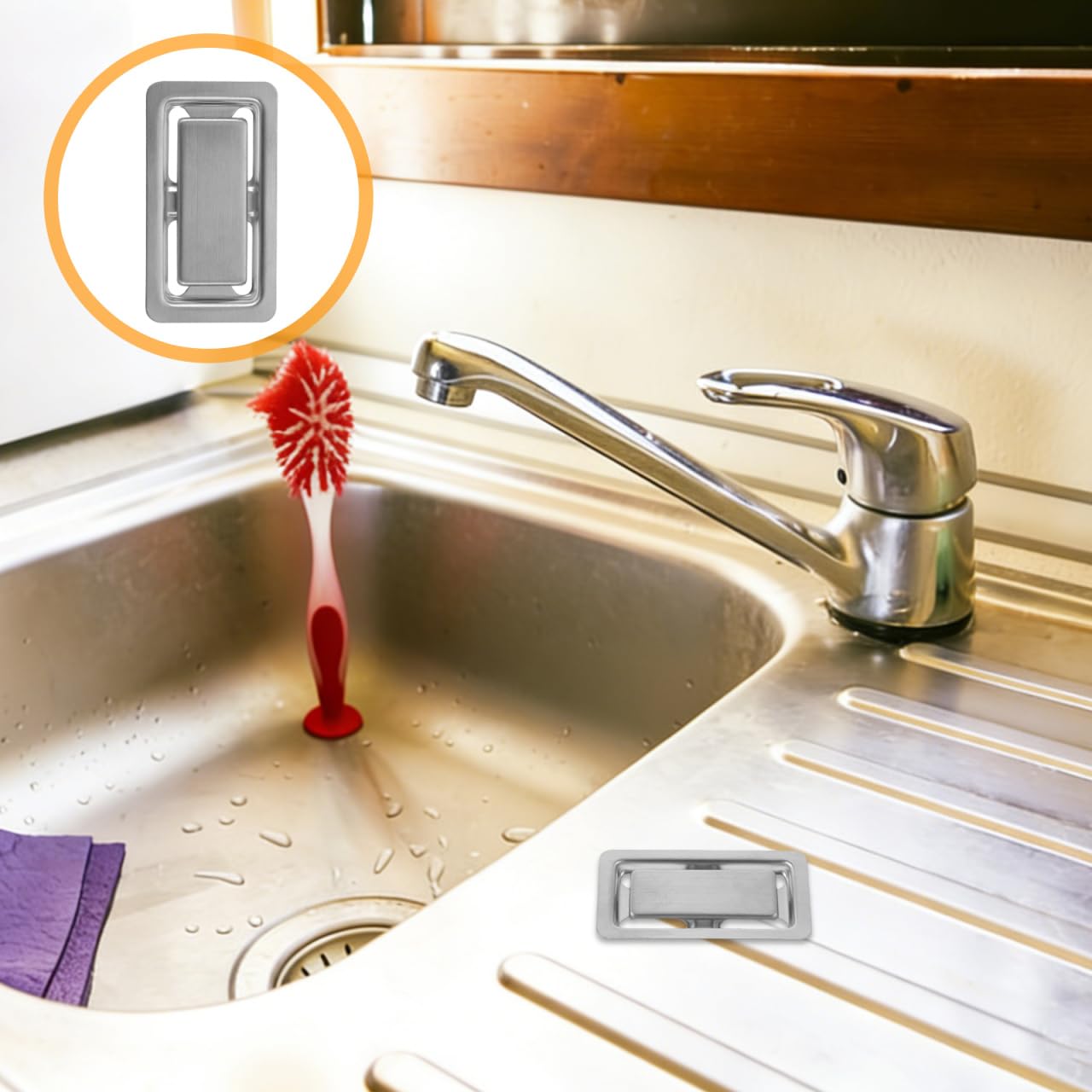 Operitacx Coperchio di Troppo Pieno per Lavabo Bagno in Acciaio Inossidabile Argento, Copri Lavello Rettangolare Elegante Protezione Contro Fuoriuscita Acqua per Installazione Fai-da-te