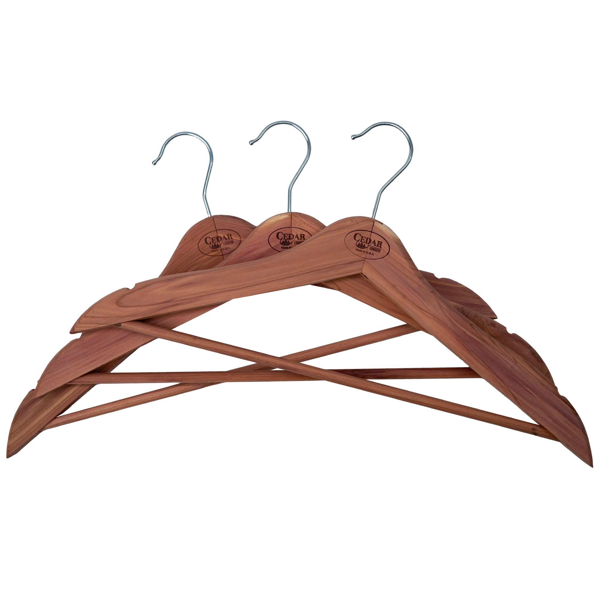 Cedar Essence Heavy Duty, Extra Wide Hanger with Fixed Bar 17" L x 9" H x 3/4" Thick. Set of 10. Made in The U.S.A.