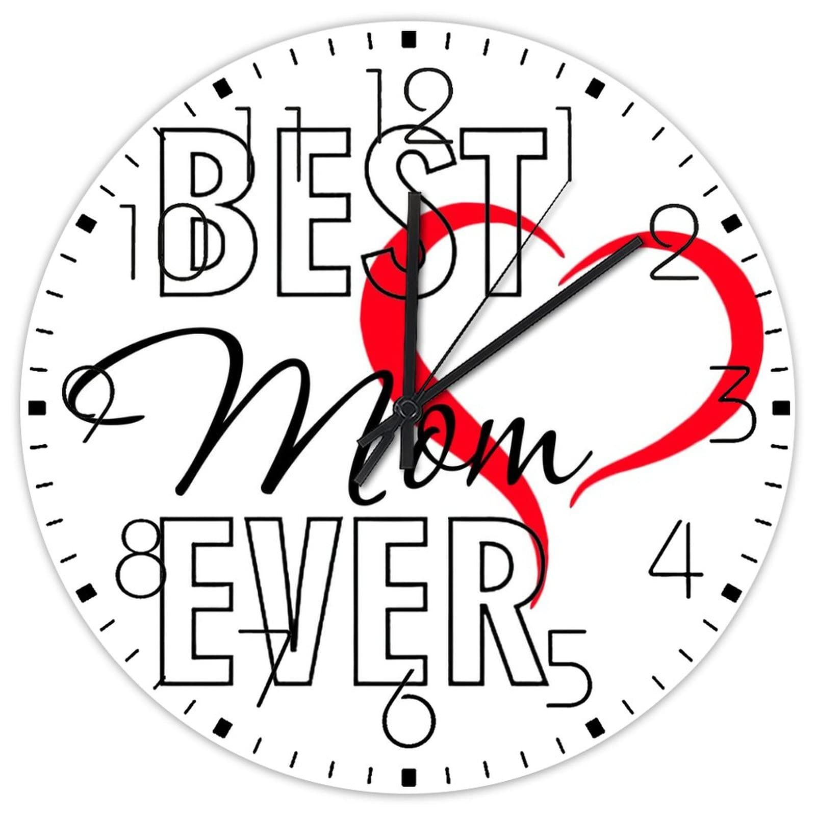 Horloge murale en bois 30cm sans tic-tac Best Mom Ever pour chambre