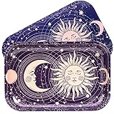 Sun Moon Rolling Tray with Magnetic Lid, 11''x7'' - Large Storage Decorative Tray - Ideal for Home & Travel, Celestial Aesthetic Metal Tray Set - Mystical Gifts for Spiritual Hippie, Astrology