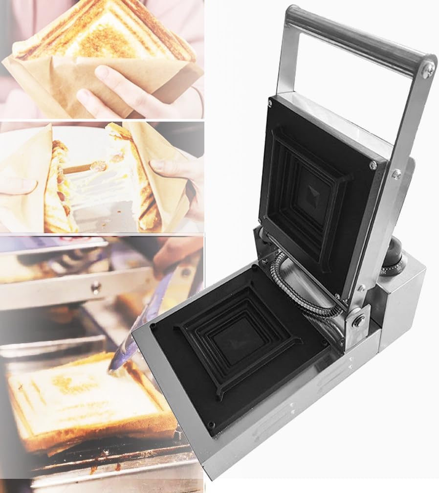 Commercial Electric Sandwich Maker, Panini Press Brioche Burger Machine Temperature Controlled Bread Toaster, Great for Breakfast Grilled Cheese Eggs and Steak