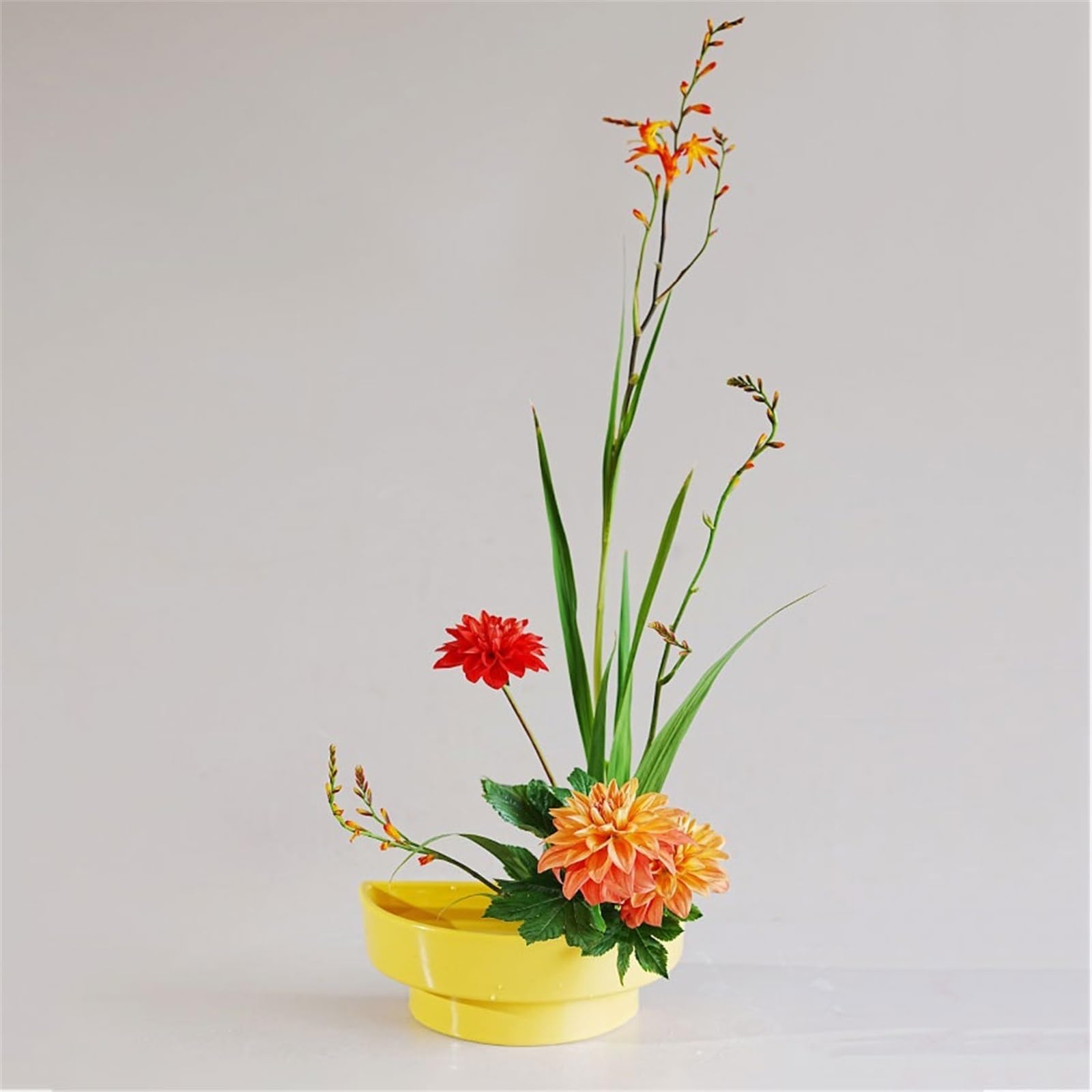 Piattino per piante Sottovaso semicircolare for fiori a base alta(Yellow)