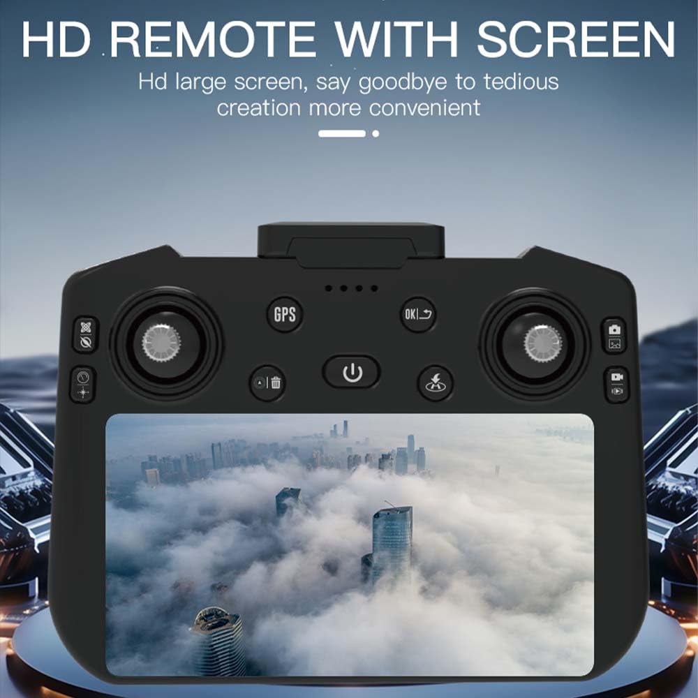 Drohne mit 4K Kamera für Erwachsene, 3 Achsen Gimbal Stabilization, 3 km Videoübertragung, 6,5-Zoll-Bildschirm, Flugzeit 90 Minuten,Professionelle Drohne, 2 Batterien, Grau