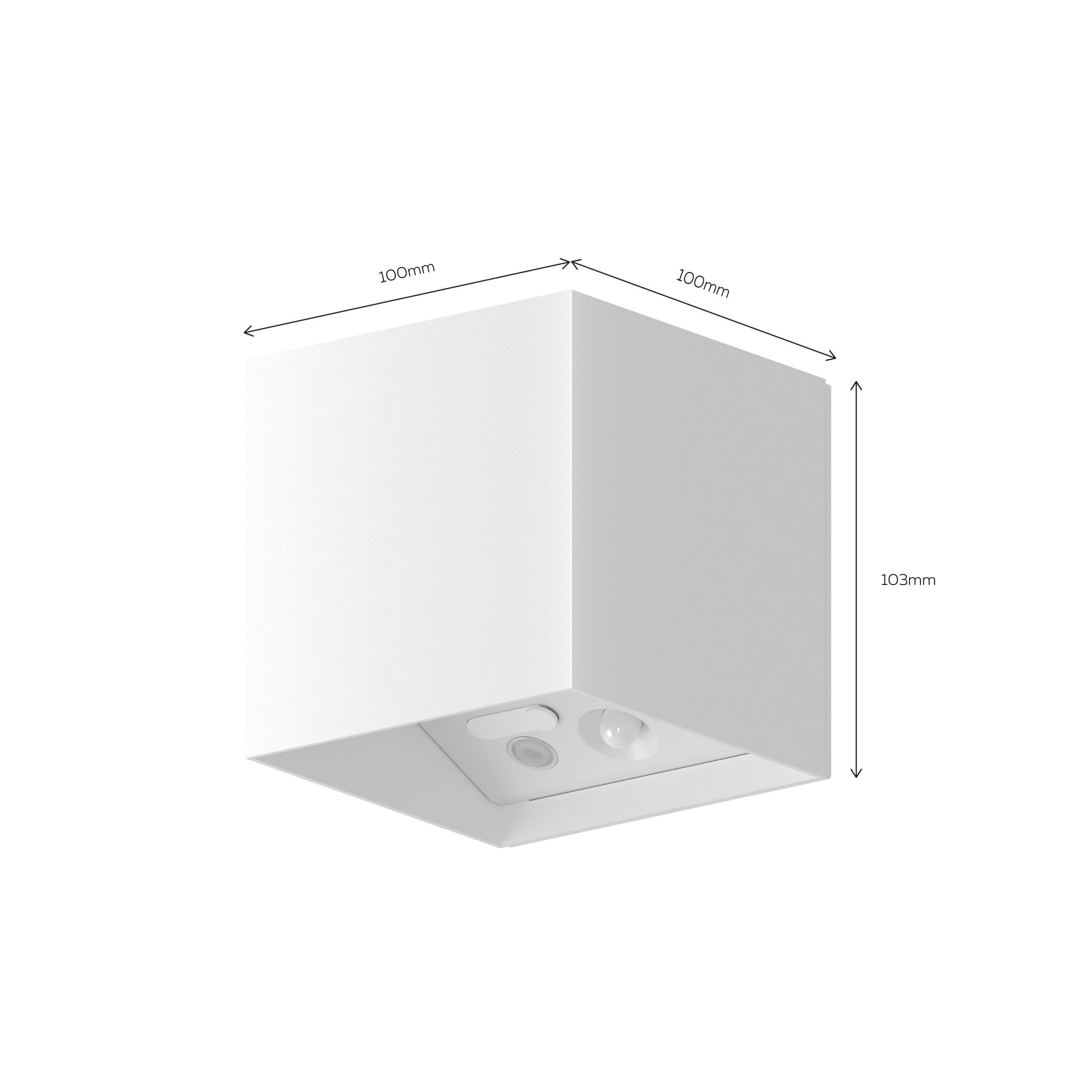 CALEX Applique Da Parete Volterra – Luce Calda Up & Down, Ricaricabile USB-C, Sensore Di Movimento, IP44, Per Interni/esterni, Bianca
