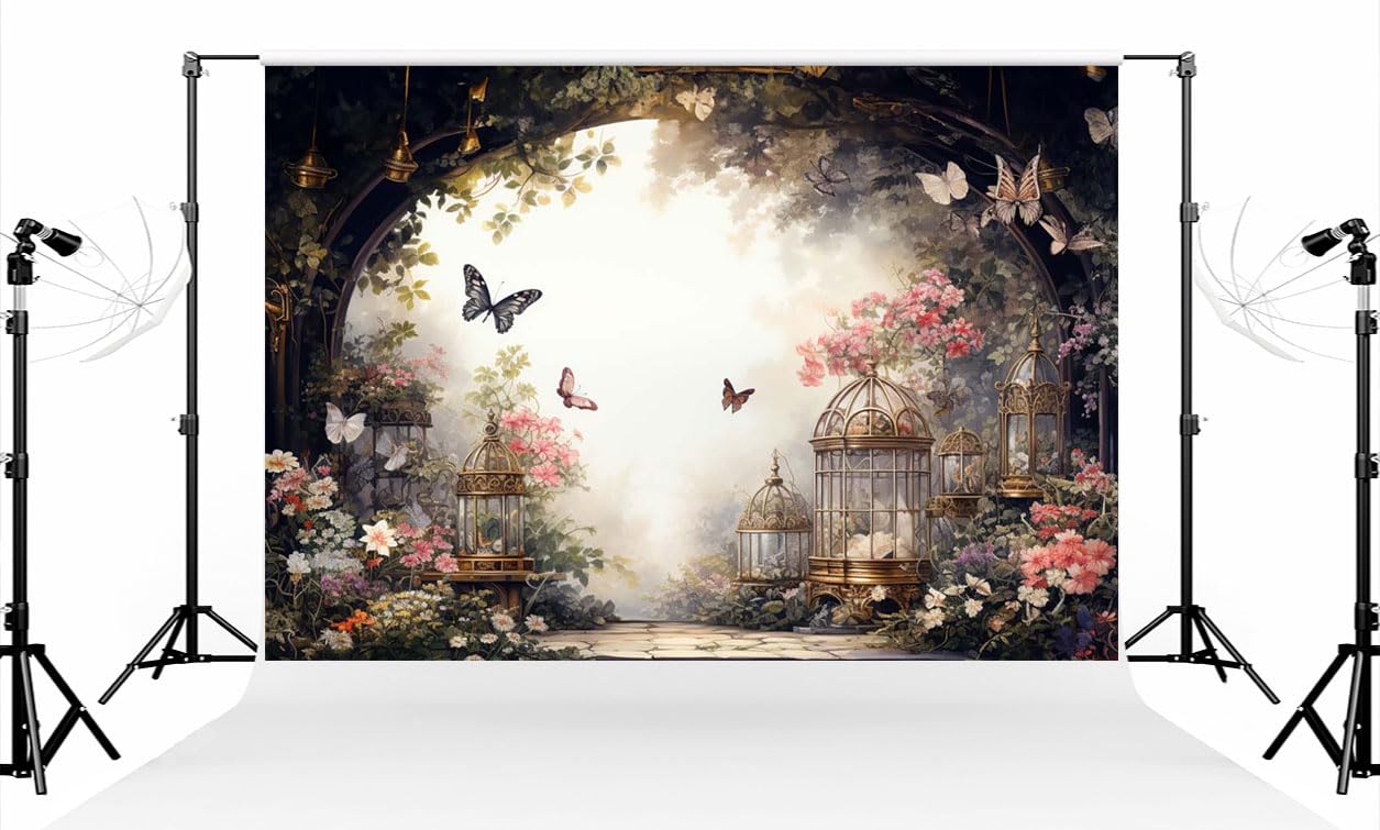 Kate 7×5ft (2.2×1.5m) Garden Butterfly Photo Backdrop European Style Pavilion Deco Indoor Photography Background for Photographer Studio Props